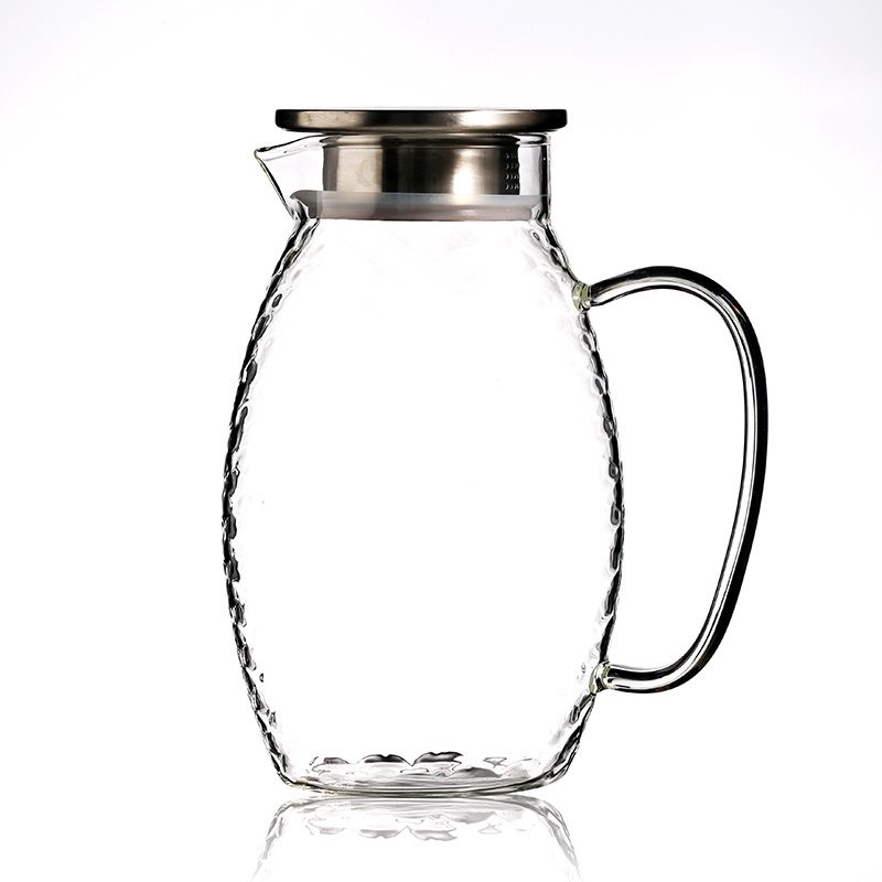 Glass Pitcher with Lid Iced Tea Pitcher Water Jug Hot Cold Wine Coffee Milk and Juice Glass Pot Beverage Carafe