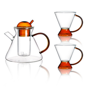 Hot Sale Antique Heat Resistant Borosilicate Glass Coffee and Tea Cup Set