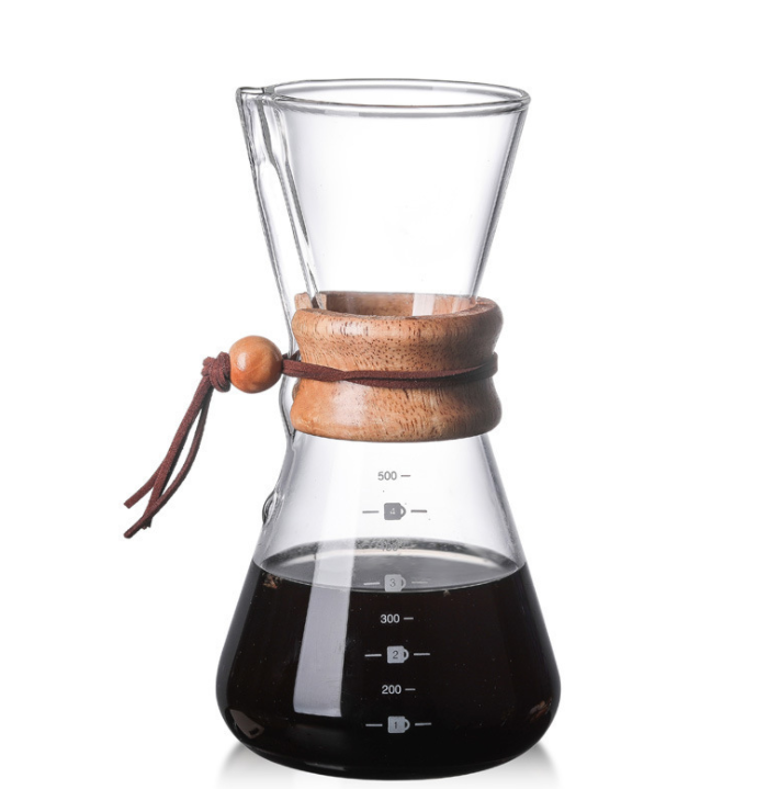 Fancy thermal glass 600ML Borosilicate Glass Coffee Maker Carafe Tea and Coffee Pot Drip Pour Over Coffee Pot