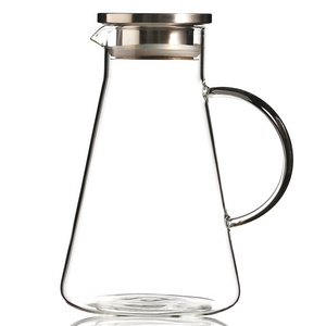 Glass Pitcher with Lid Iced Tea Pitcher Water Jug Hot Cold Wine Coffee Milk and Juice Glass Pot Beverage Carafe