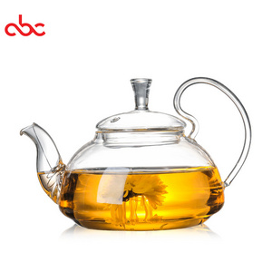 High quality High Borosilicate Transparent Heat Resistant Glass Teapot With Infuser