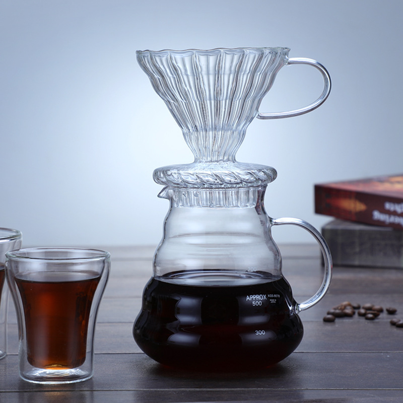 OEM beginner hand drip coffee maker set Clear Pure Glass Cold Brew coffee pot set