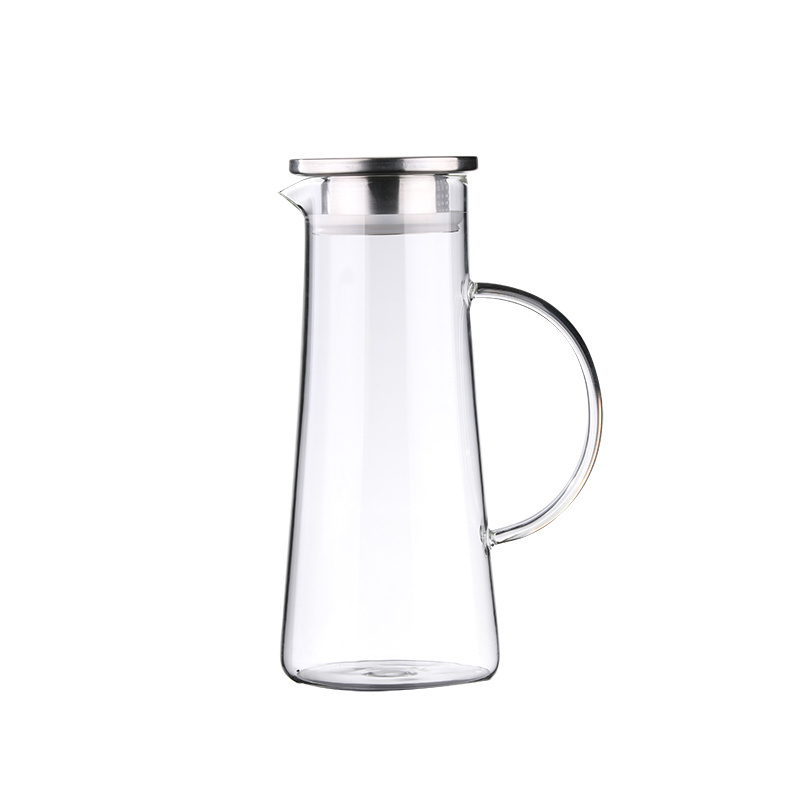 Glass Pitcher with Lid Iced Tea Pitcher Water Jug Hot Cold Wine Coffee Milk and Juice Glass Pot Beverage Carafe