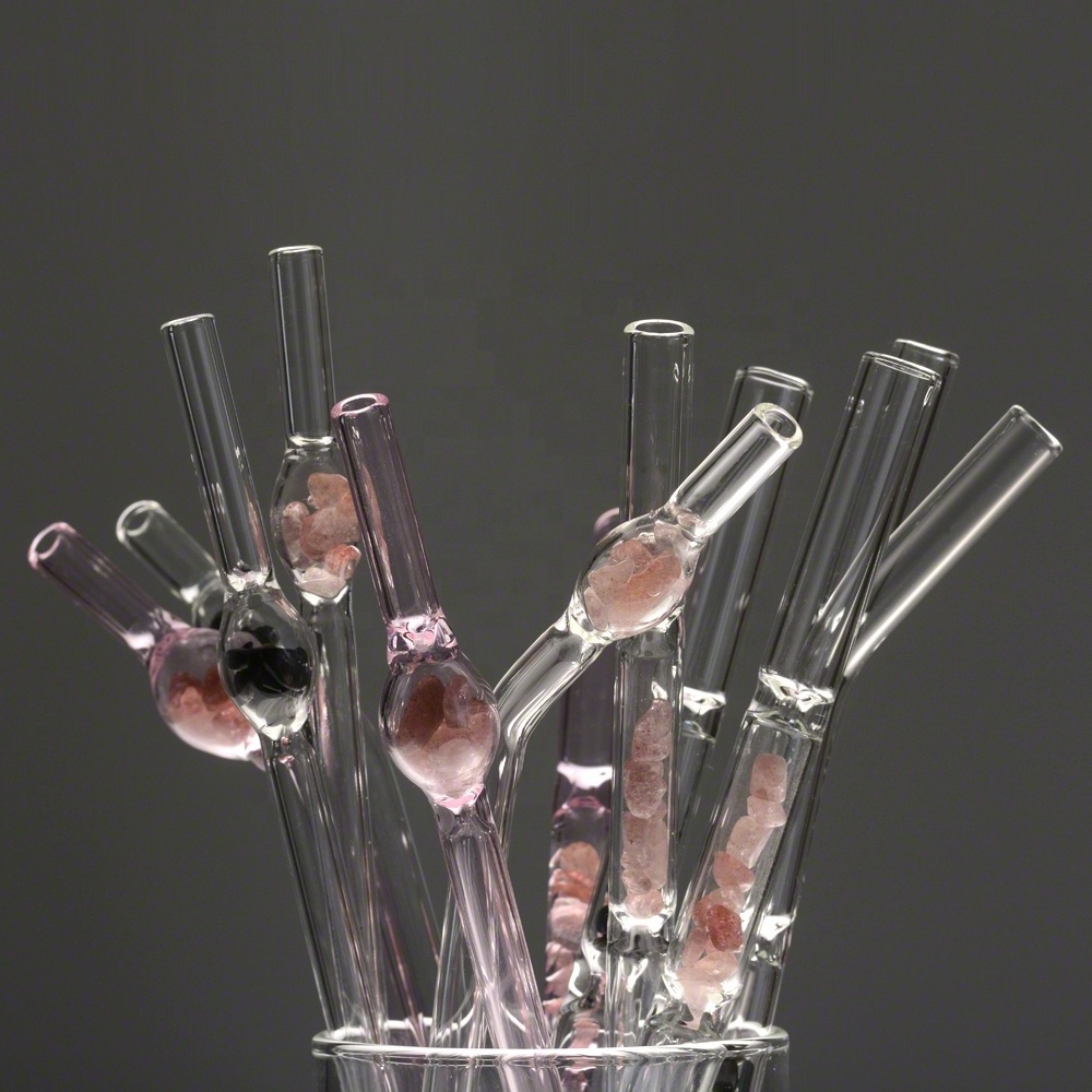 Clear Bent Shaped Gemstone Glass Drinking Straws