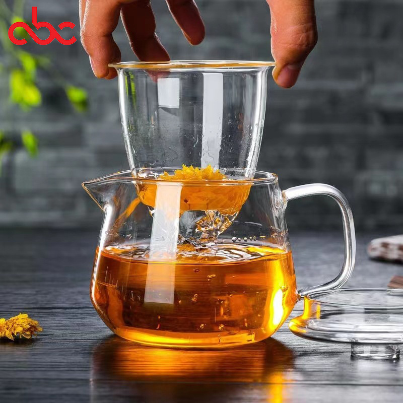 Flower Teapot Glass Teapot Heat Resistant High Temperature Brewing Tea Set Home Filter Electric Thermostatic Kettle Set