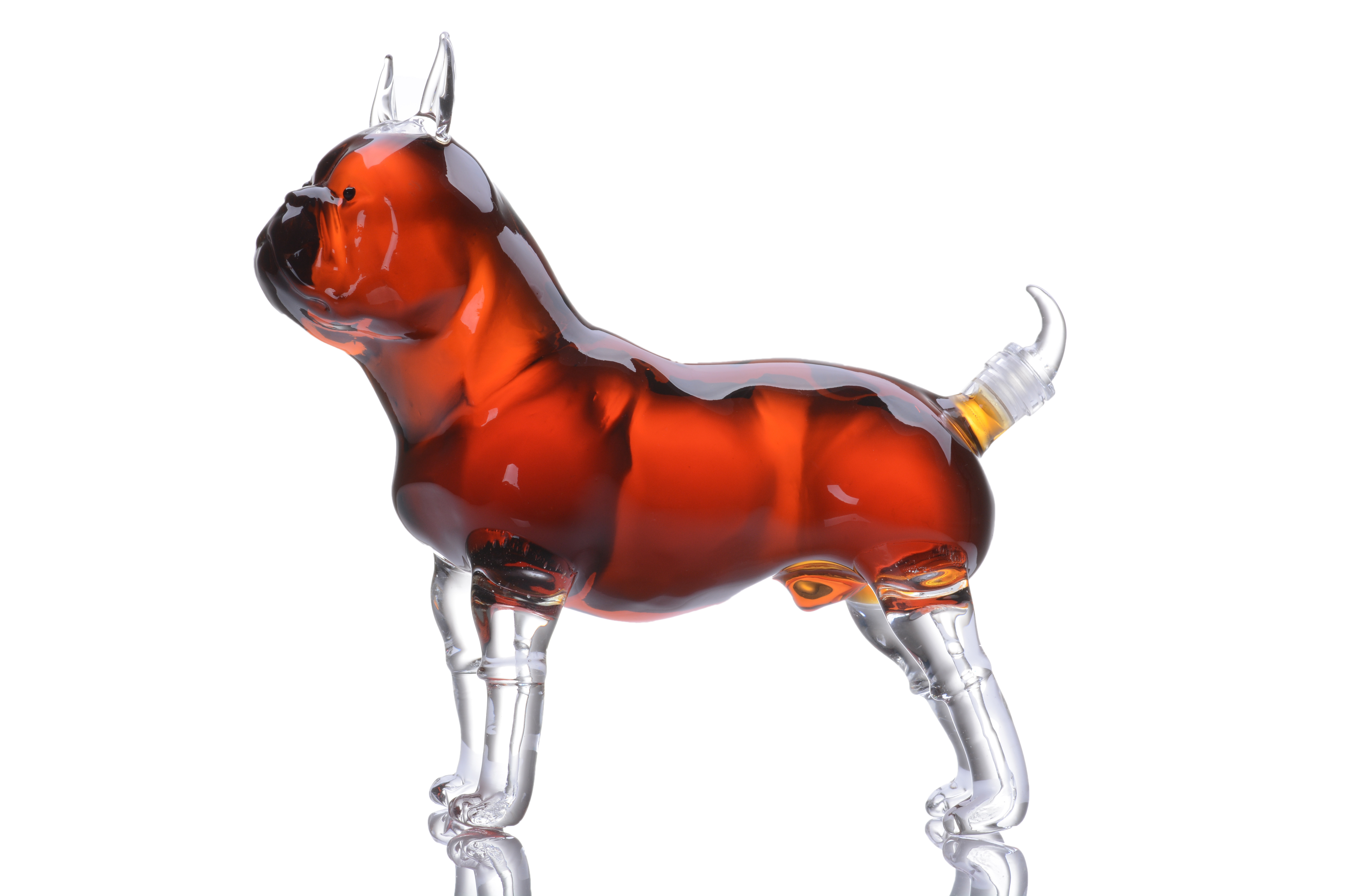 Animal Shaped Glass Bottle Bulldog Shaped Clear Glass Decanter 1000ml