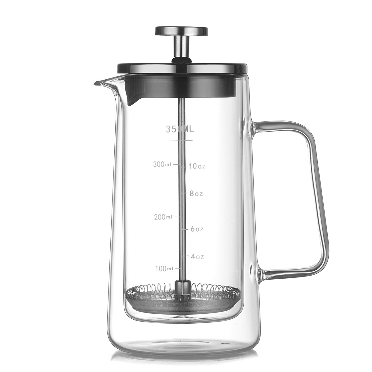 350ml 650ml 1000ml Double Wall Glass French Press Coffee Pot Maker