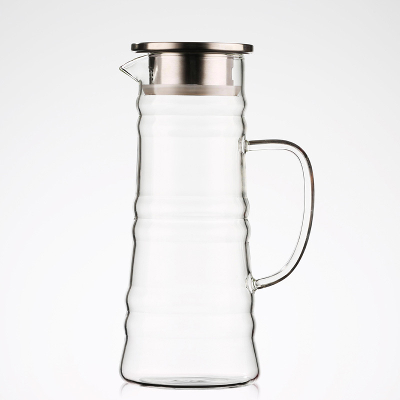 Glass Pitcher with Lid Iced Tea Pitcher Water Jug Hot Cold Wine Coffee Milk and Juice Glass Pot Beverage Carafe