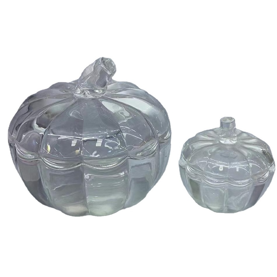 OEM ODM Pumpkin Shape Glass Candy Storage Jar Glass Sugar Jar with Lid