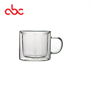 8OZ Hand Craft Clear Unique Heart Shaped Water Juice Cup Double Walled Insulated Glass Coffee Mug Tea Cup Double Wall Glass