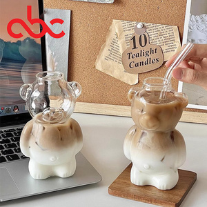 Ins Restaurant Teddy Bear Shape Coffee Cup Cute Cartoon Glass Juice Cup Milk Tea Cups