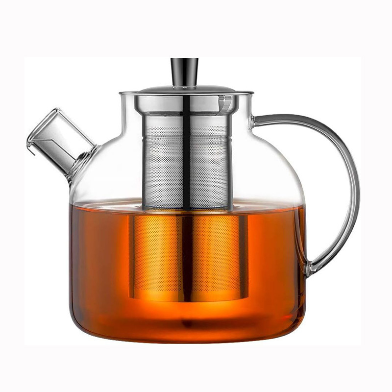 Glass Teapot 1500ml Stove top Safe Tea Kettle with Infuser Borosilicate Glass Water Jug Clear Tea Pot Maker for Loose Leaf Tea