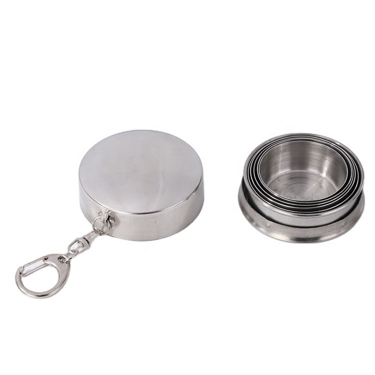 75ml Travel Portable Stainless Steel Folding up Cup with Key Chain