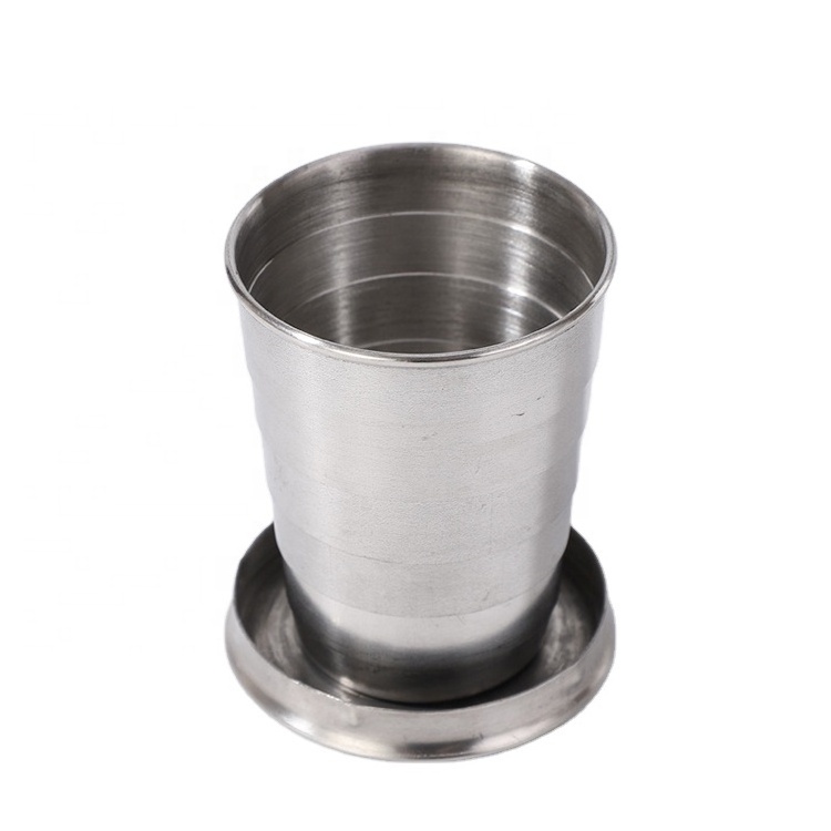 75ml Travel Portable Stainless Steel Folding up Cup with Key Chain