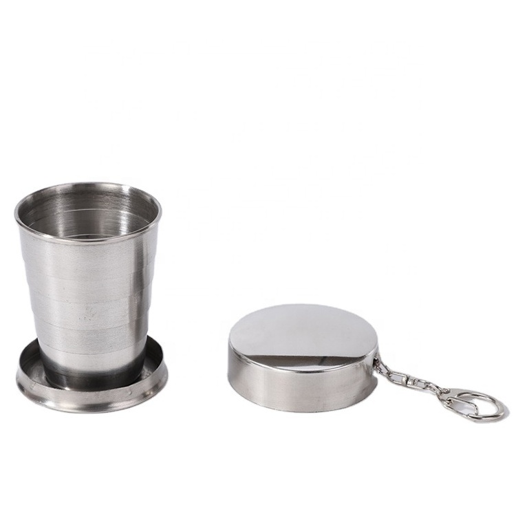 75ml Travel Portable Stainless Steel Folding up Cup with Key Chain