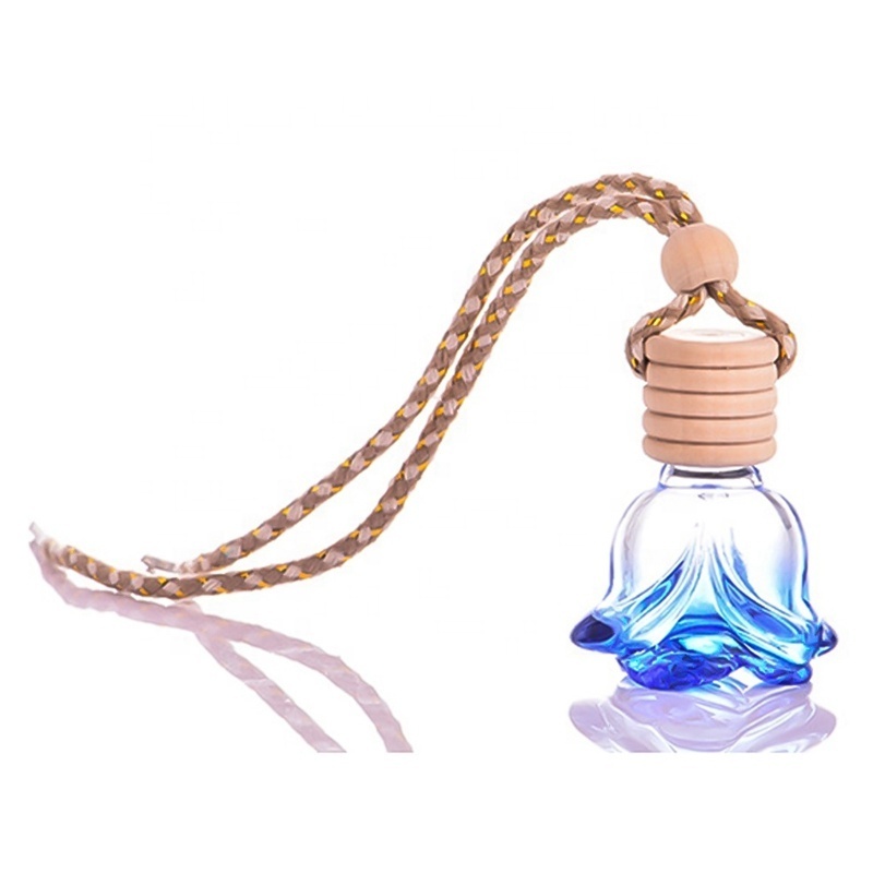 Car Perfume Bottle Empty Hanging Bottle for Essential Oils Perfume Pendant Auto Ornament with Flower Air Freshener