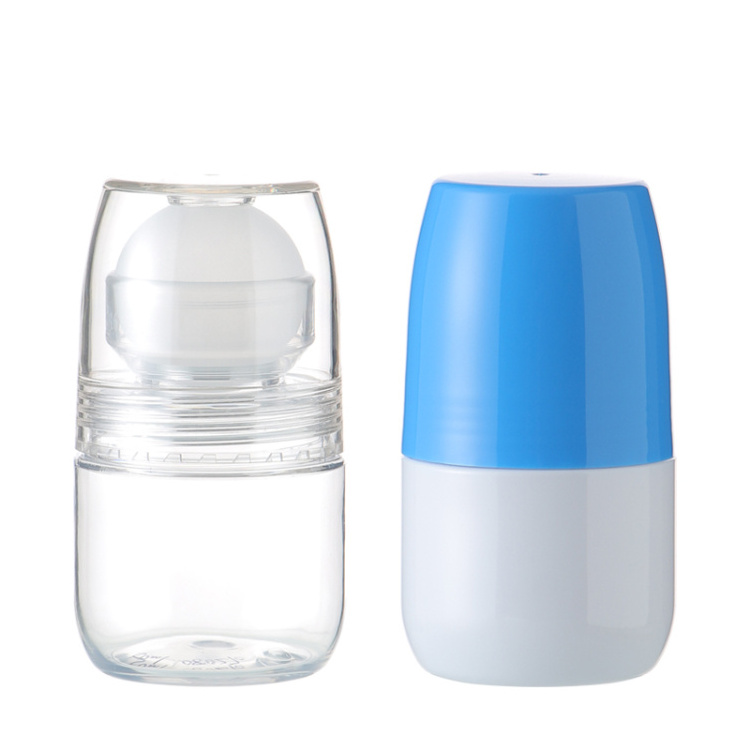 Wholesale 50ml 75ml  PETG Plastic Deodorant Roll on Bottle with Plastic Roller Ball