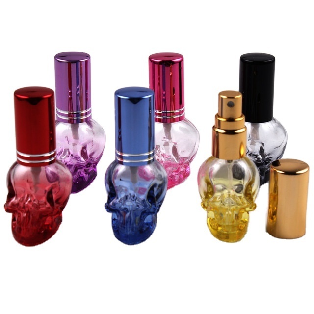 custom 8gPersonality Skull Shape Refillable Portable Empty Glass Perfume Bottle Travel Mini  Spray Bottles