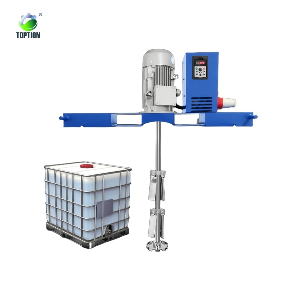 TOPTION Factory Price Industrial Tank Portable Mixer Electric Motor Agitator 1000L High Power IBC Tank Mixer