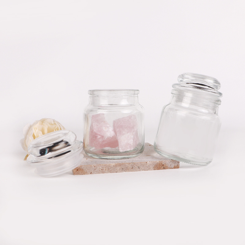 small empty wide mouth clear glass candle jars with glass lids for candle making