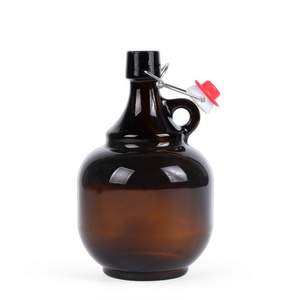 32oz 64oz amber glass growler beer flip top bottle with swing clip lid