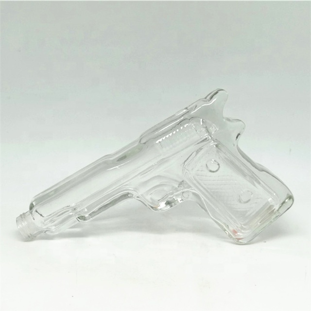 Clear tequila machine gun shaped 180ml glass wine bottle