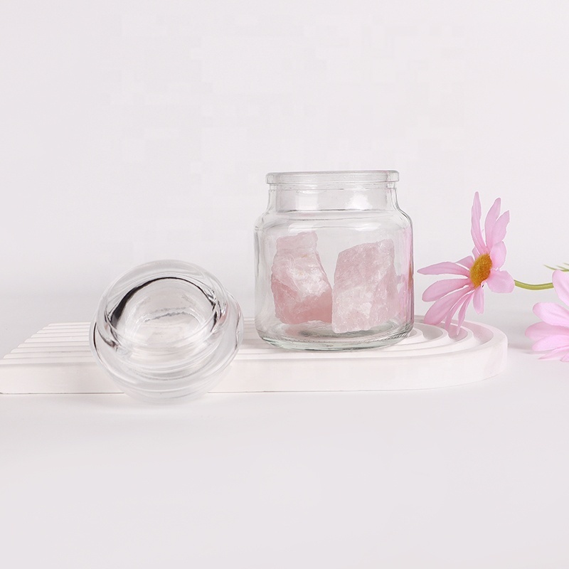 small empty wide mouth clear glass candle jars with glass lids for candle making