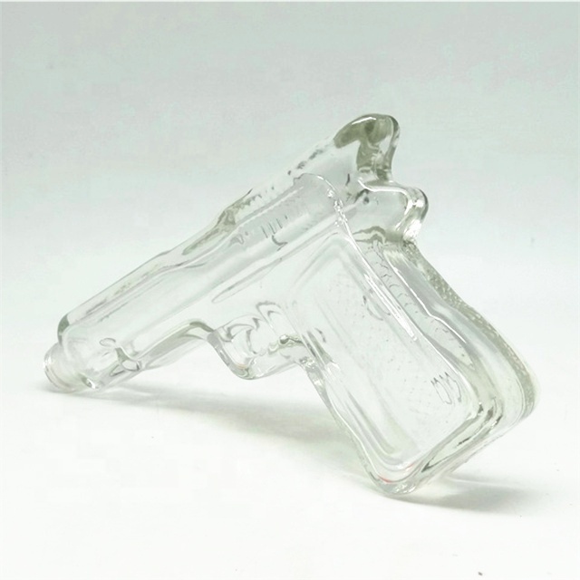 Clear tequila machine gun shaped 180ml glass wine bottle