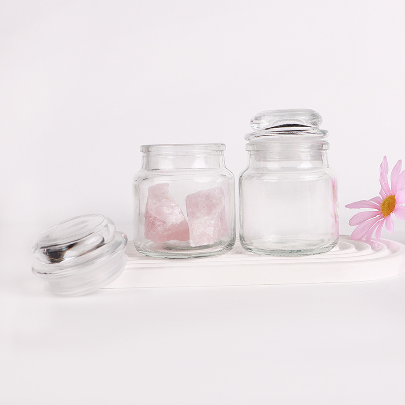 small empty wide mouth clear glass candle jars with glass lids for candle making