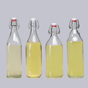 1000ml 1L empty transparent drinking wine liquor beverage juice glass bottle with swing top