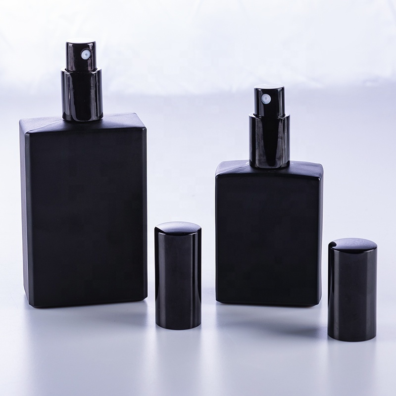 wholesale room spray 30ml 50ml 100ml empty customized black square  perfume glass bottles for sale