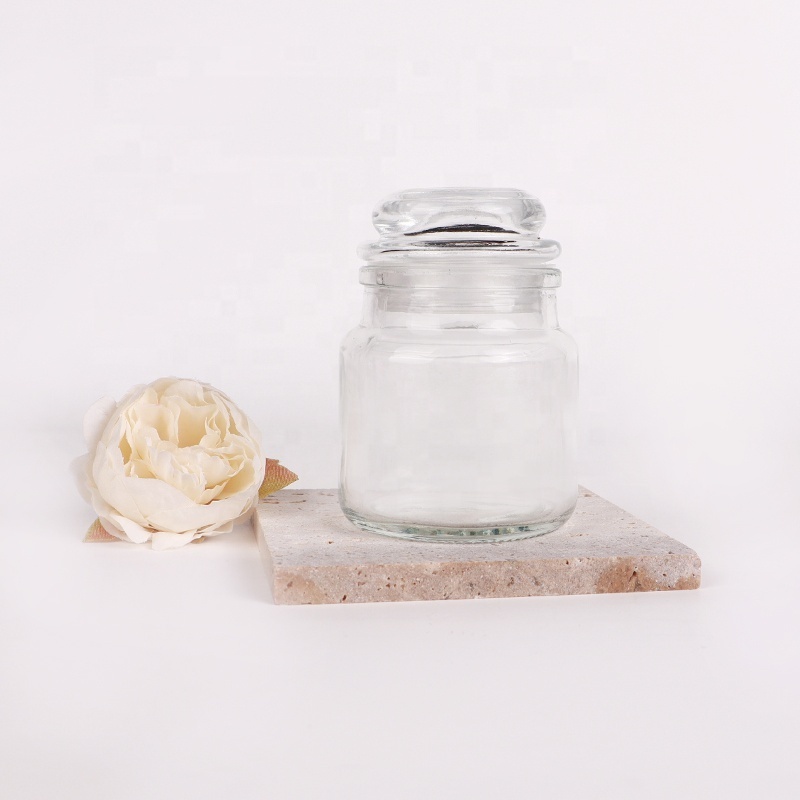 small empty wide mouth clear glass candle jars with glass lids for candle making