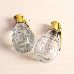 unique design clear empty grenade shape glass liquor bottles for whisky and wine