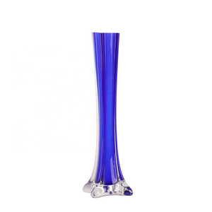 home decor Eiffel Tower clear blue colored glass vase