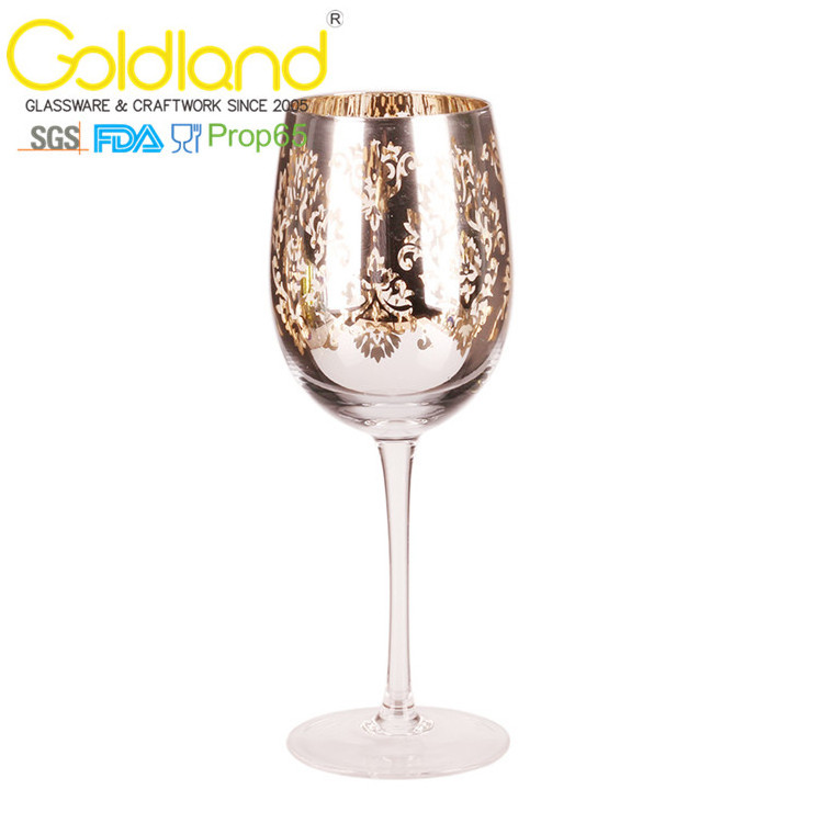 Electroplated silver flower pattern wine glass decorative wine glass goblet