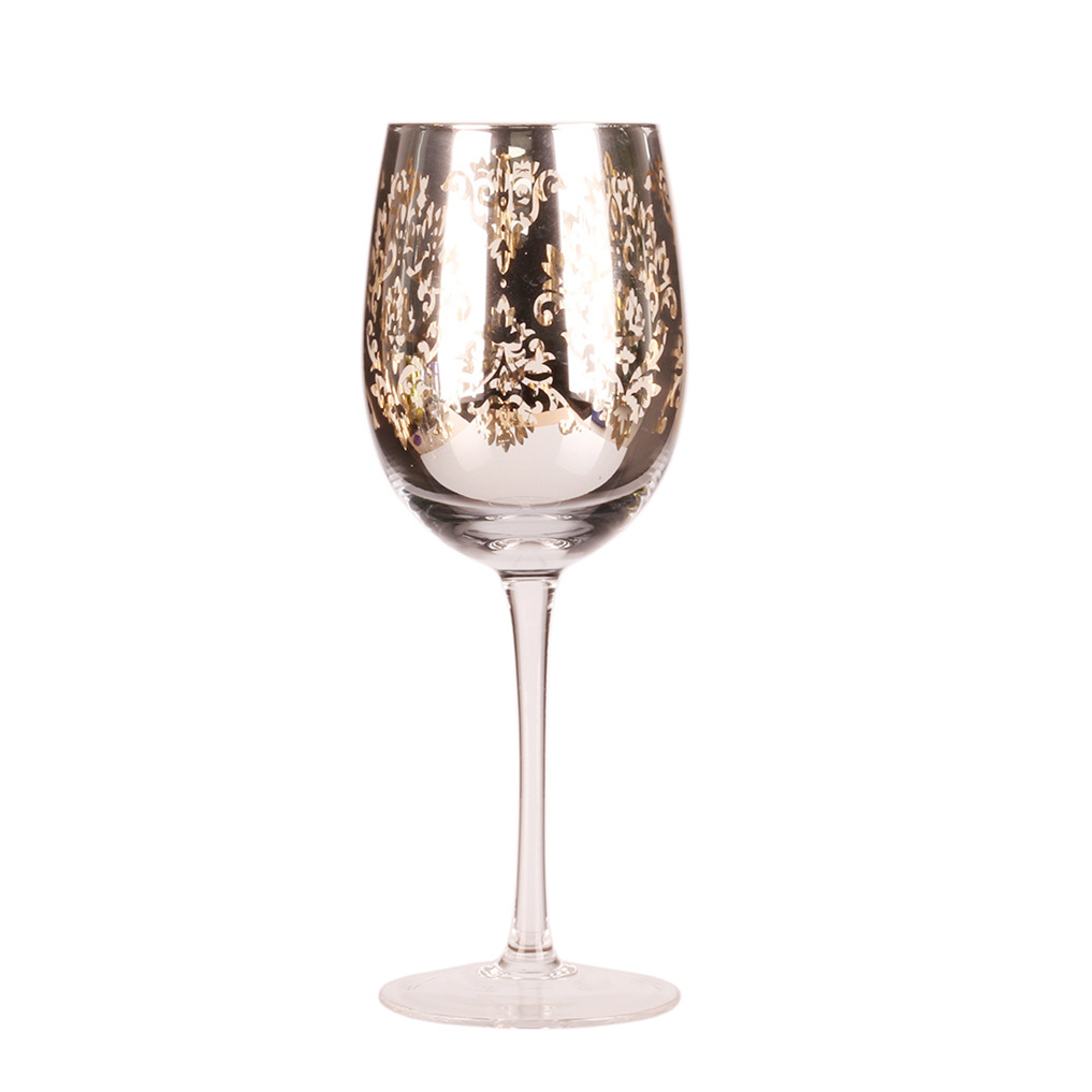 Electroplated silver flower pattern wine glass decorative wine glass goblet