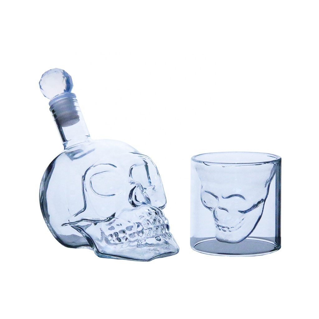 Creative Skull Decanter With Glass Stopper Hand Blown Skull Shaped Whiskey Decanter Set