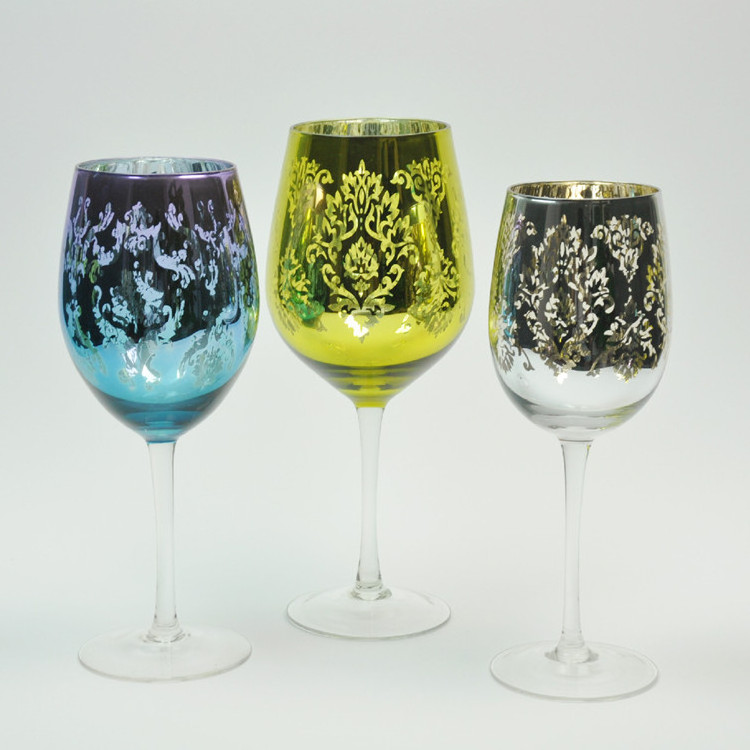 Electroplated silver flower pattern wine glass decorative wine glass goblet