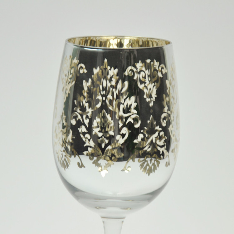 Electroplated silver flower pattern wine glass decorative wine glass goblet