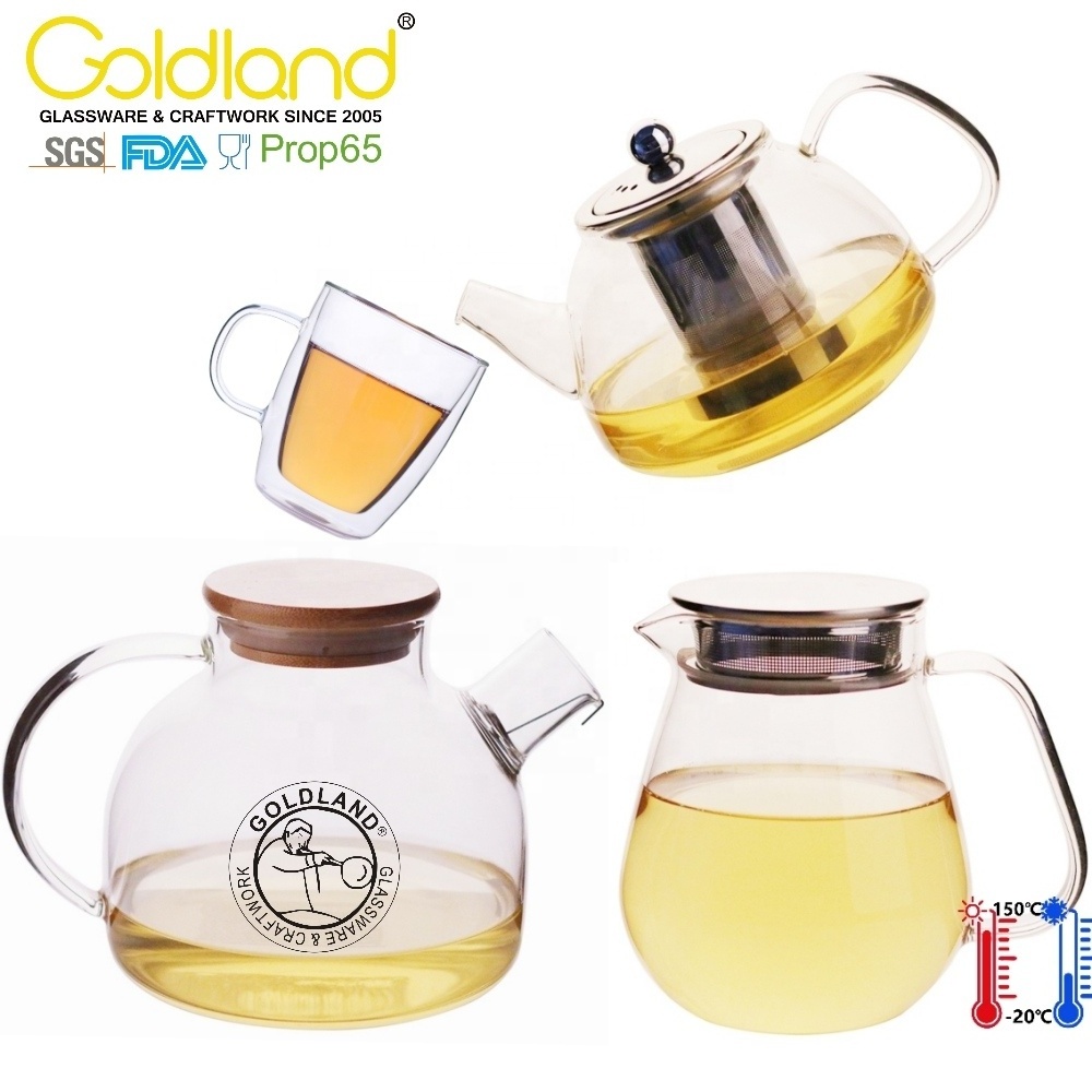 New Arrival Stovetop Glass Tea Kettle With Removable Infuser 350ml / 500ml Custom Glass Teapot