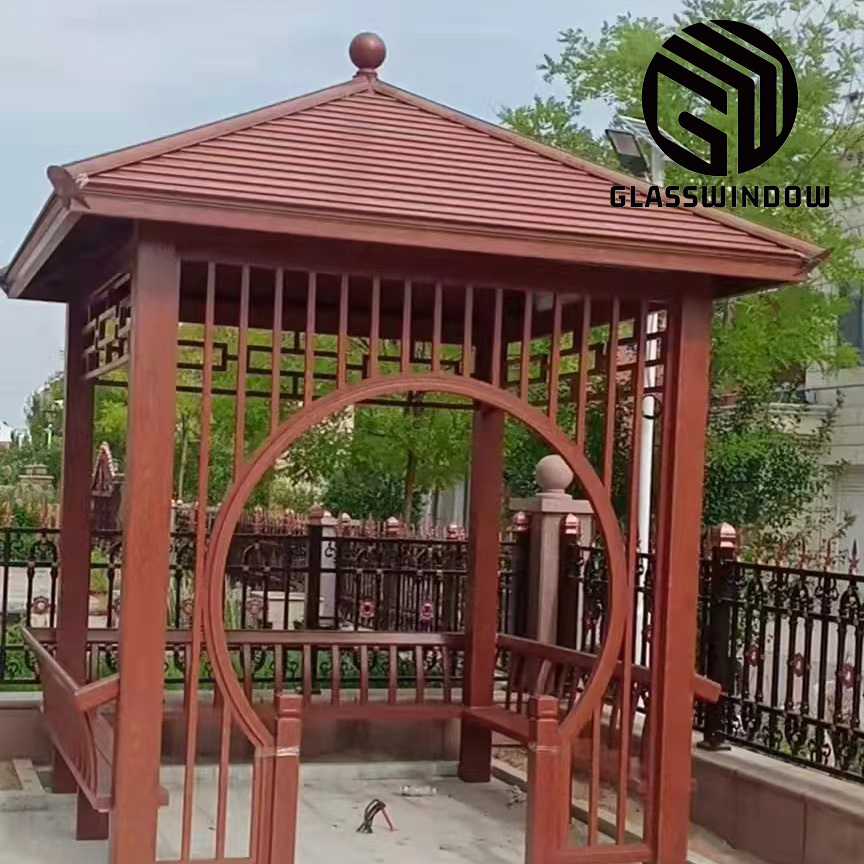 Glasswindow Professional customization outdoor aluminum gazebo with adjustable roof  aluminum waterproof pergola gazebo louvers house