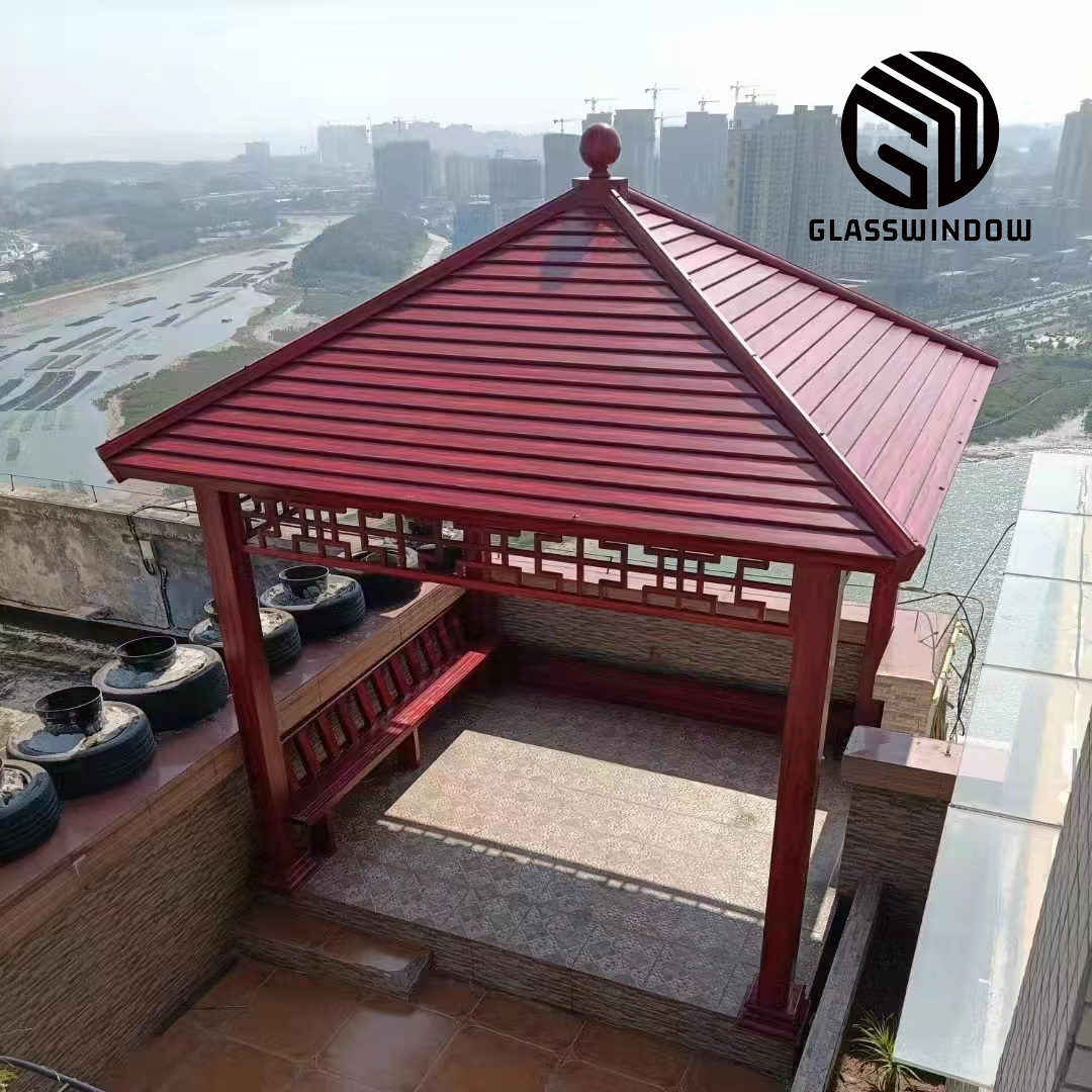 Glasswindow Professional customization outdoor aluminum gazebo with adjustable roof  aluminum waterproof pergola gazebo louvers house