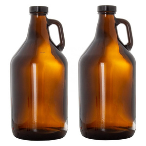 Wholesale 32 oz 64oz Water Kombucha Amber Glass Wine Beer Growler Half Gallon Large Fermenting Jugs Bottles supplier