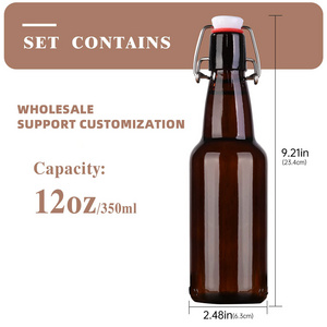 330ml 500ml 750ml Custom Empty Pullup Amber Glass Pull German Flip Top Cap Beer Bottle With Swing Flip Top Logo Personalized