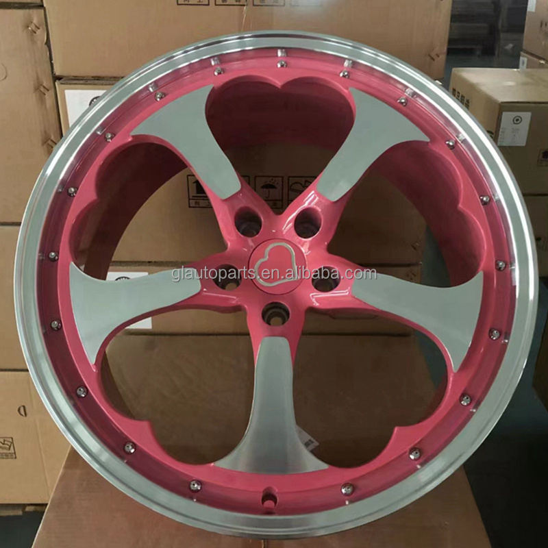 New Custom Purple Love Heart-Shaped Alloy Wheels Rims for Women 18 19 20 21 22 Inch Bright Finish Car Hoops for Tesla Auto VM