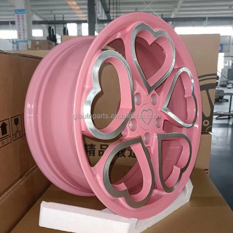 new custom heart rims black pink red white color heart wheel rims with machined face heart wheelss for BMW honda civic for jeep