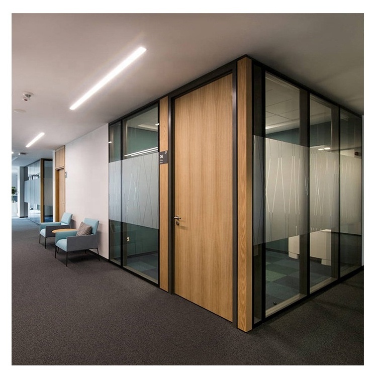 Soundproof glass wooden partition divider wall for conference room