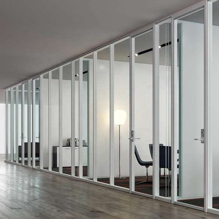 Modern furniture aluminium profile office wall dividers soundproof partition glass wall