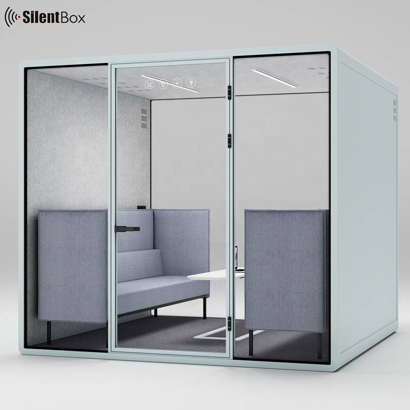 Soundproof meeting pods hush portable office pods acoustic room office pod for 4-6 people