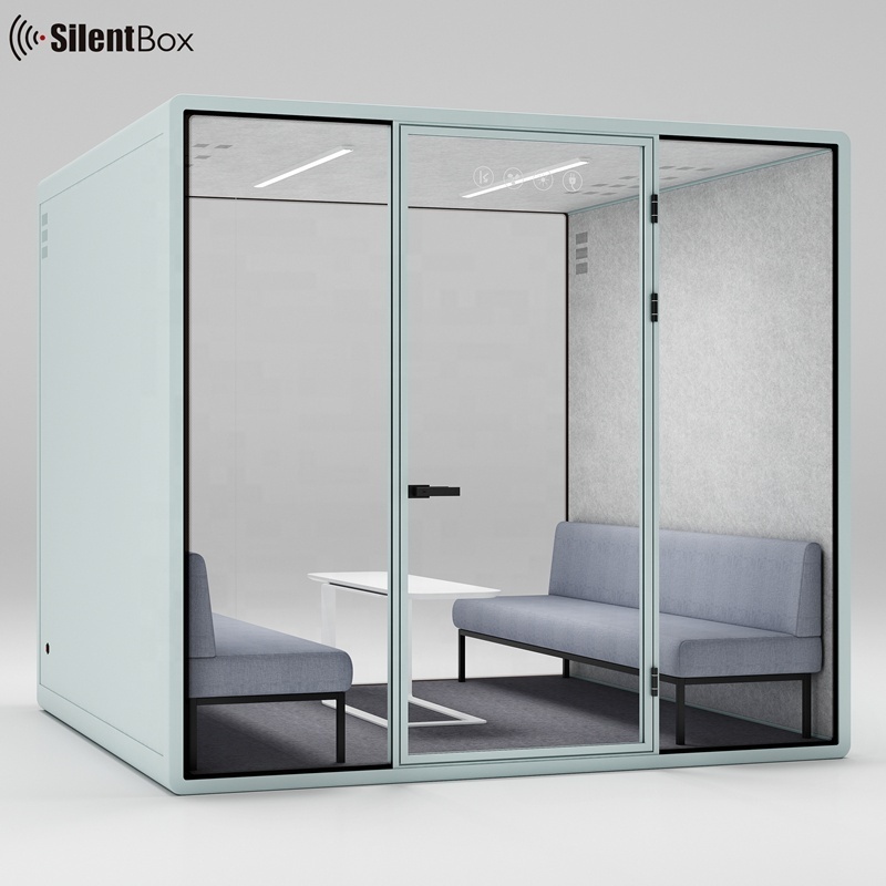 Soundproof meeting pods hush portable office pods acoustic room office pod for 4-6 people